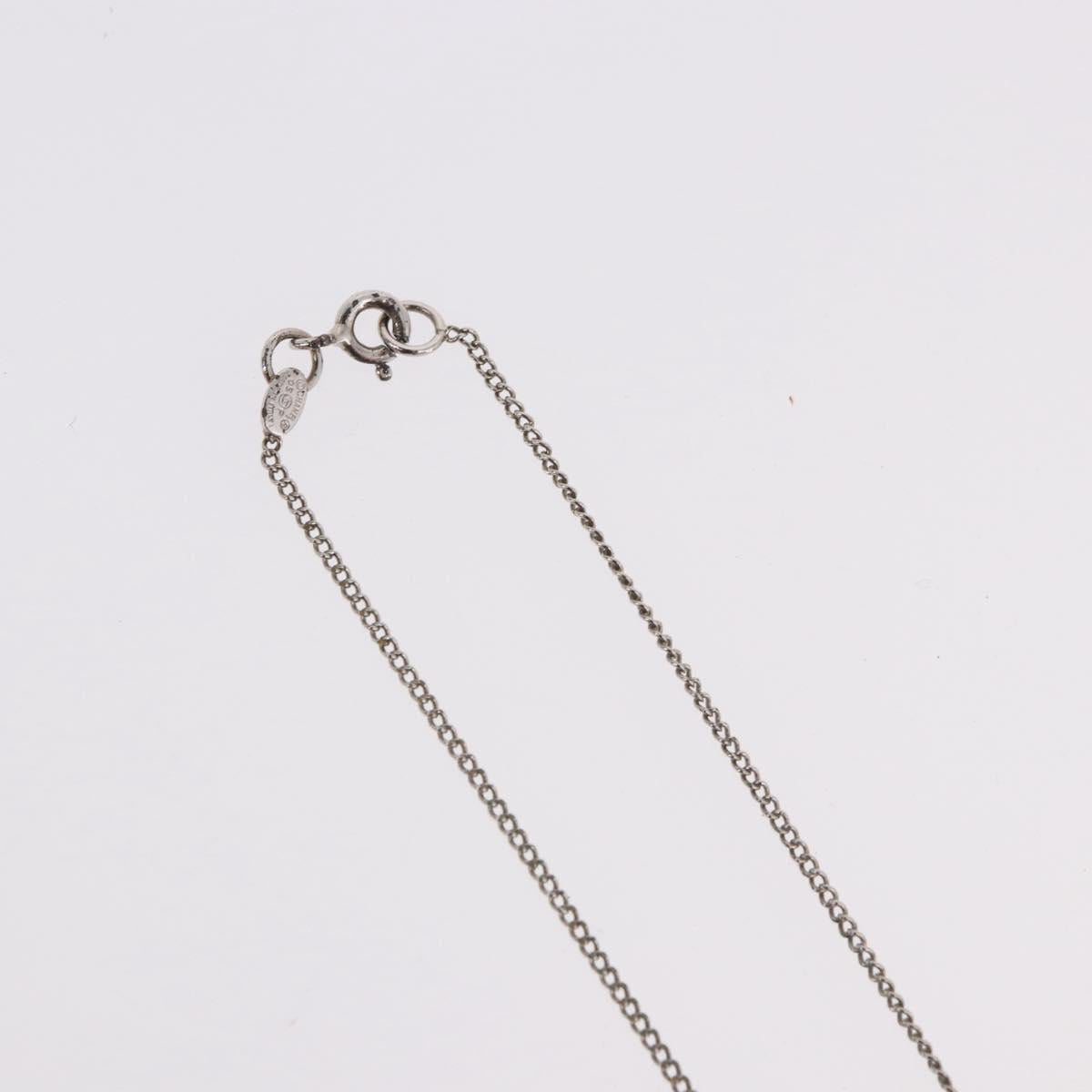 CHANEL COCO Mark Necklace metal Silver tone CC Auth 182942M