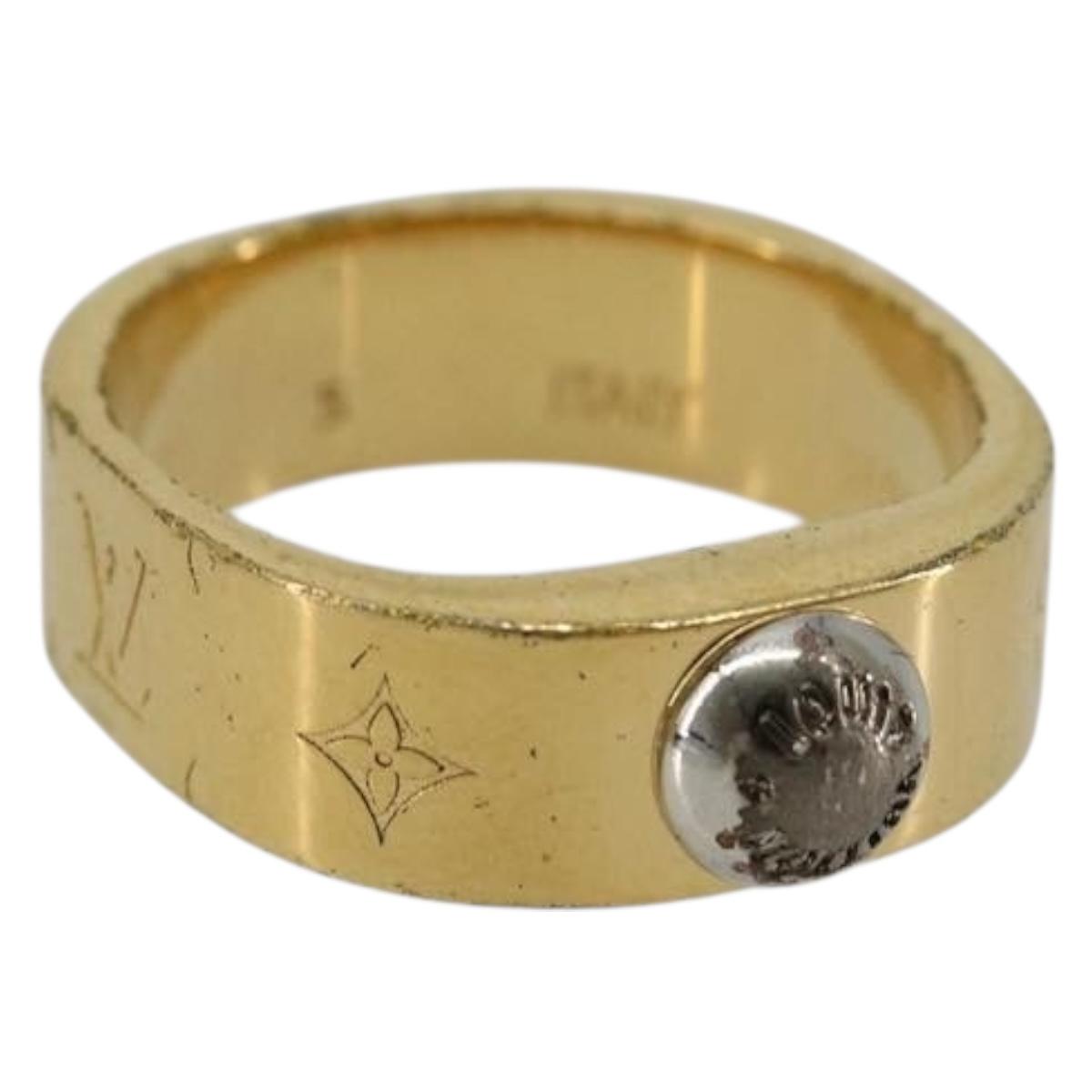 LOUIS VUITTON Berg Nanogram Ring metal Gold M00210 LV Auth 182944A