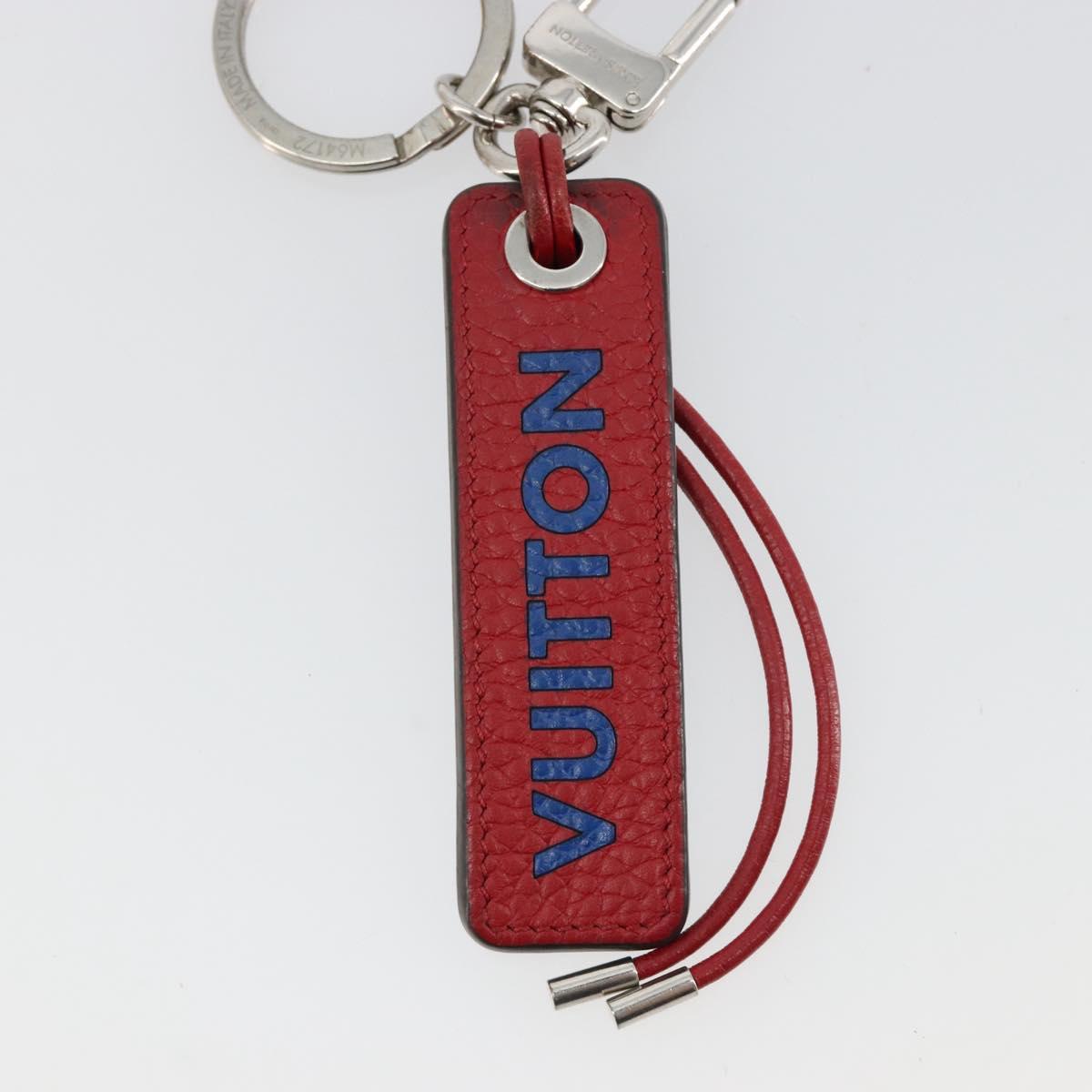 LOUIS VUITTON Porte Cles Tab Key Ring Leather Red Blue M64172 LV Auth 182948M