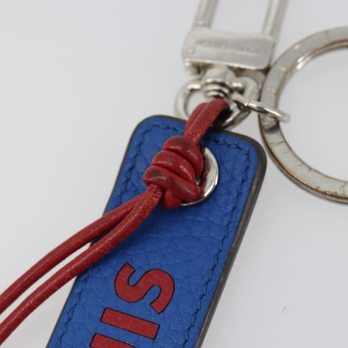 LOUIS VUITTON Porte Cles Tab Key Ring Leather Red Blue M64172 LV Auth 182948M