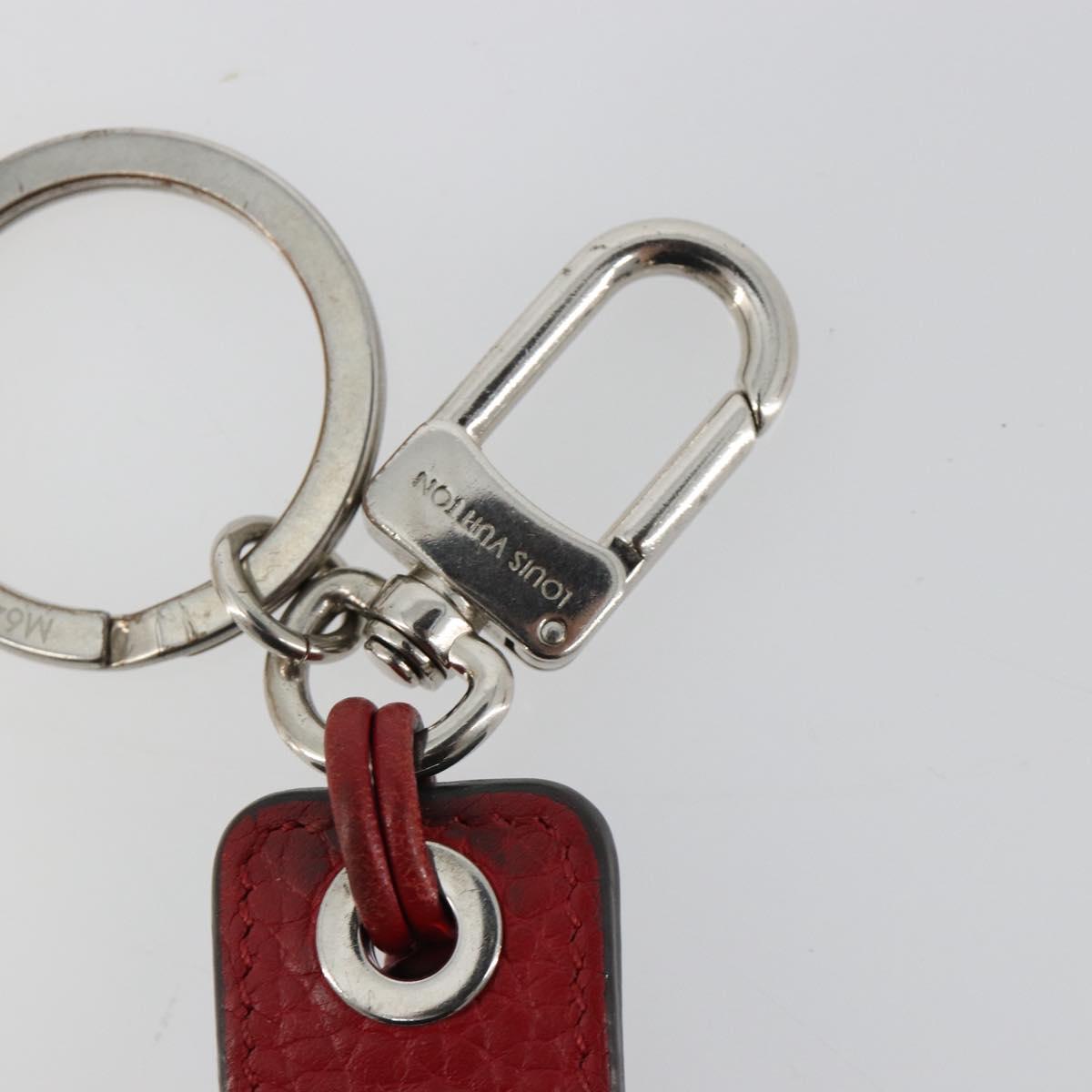 LOUIS VUITTON Porte Cles Tab Key Ring Leather Red Blue M64172 LV Auth 182948M