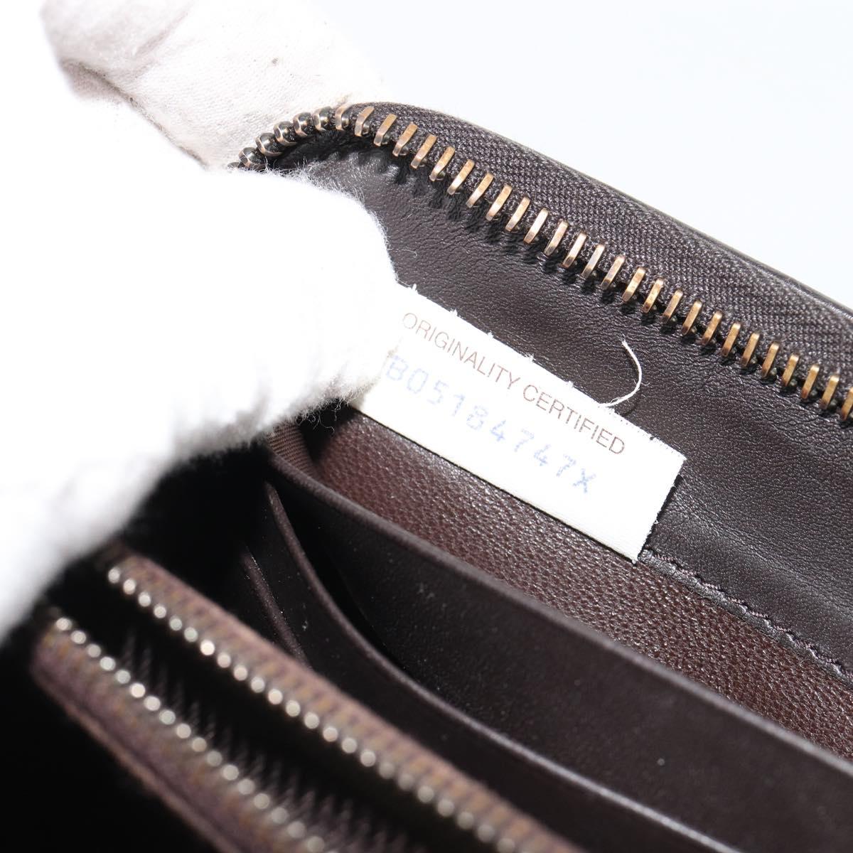 BOTTEGA VENETA INTRECCIATO Long Wallet Leather Dark Brown Auth 182950