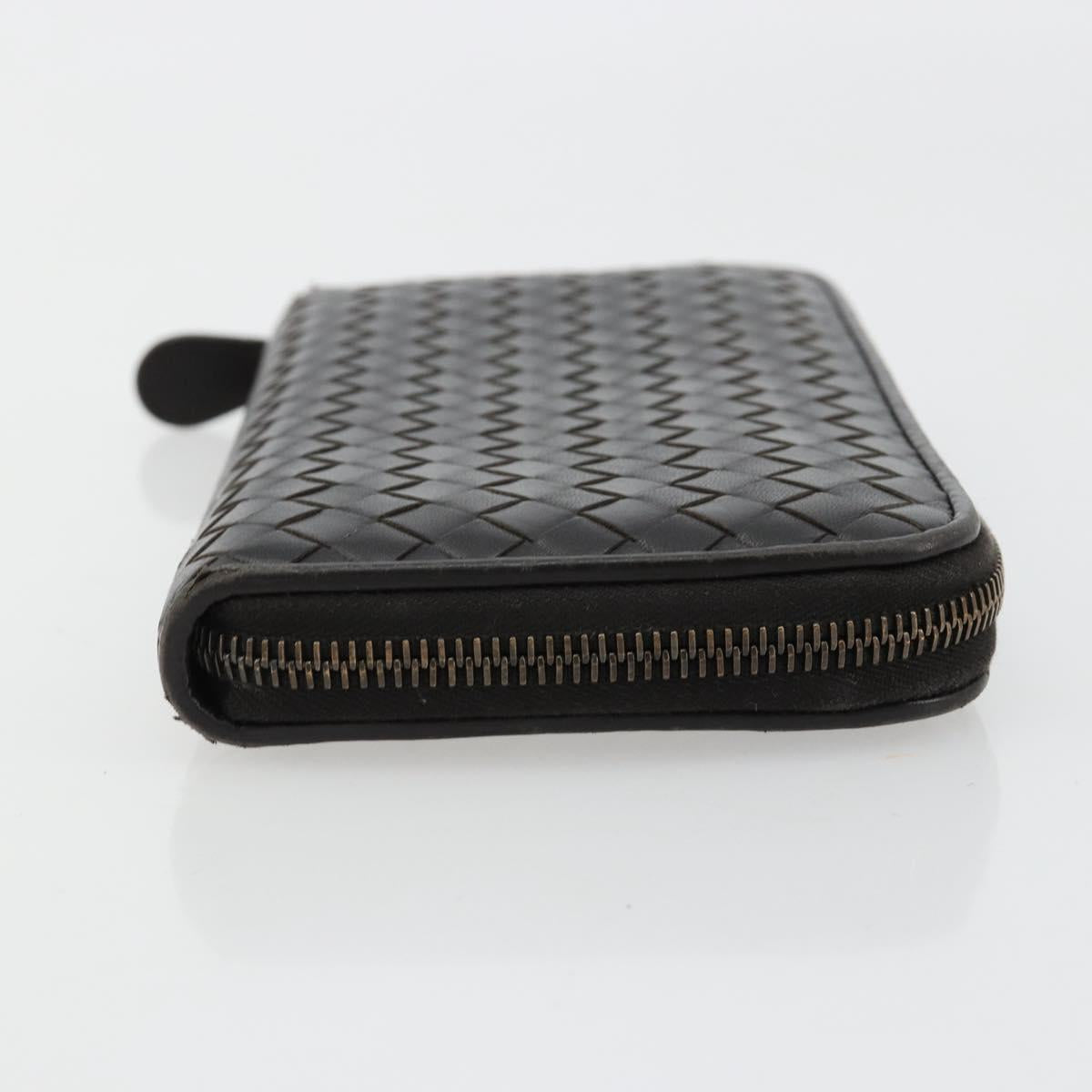 BOTTEGA VENETA INTRECCIATO Long Wallet Leather Dark Brown Auth 182950
