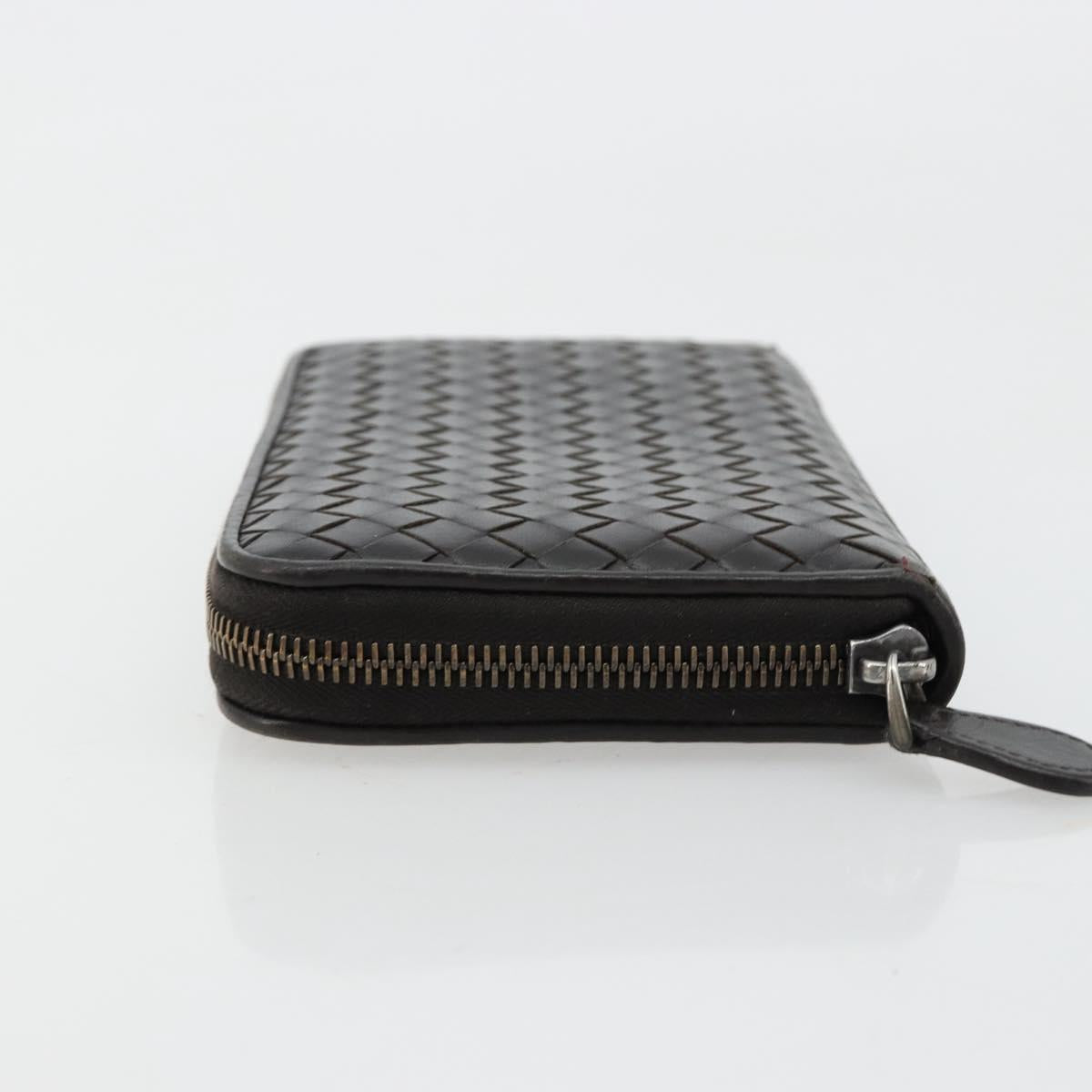 BOTTEGA VENETA INTRECCIATO Long Wallet Leather Dark Brown Auth 182950