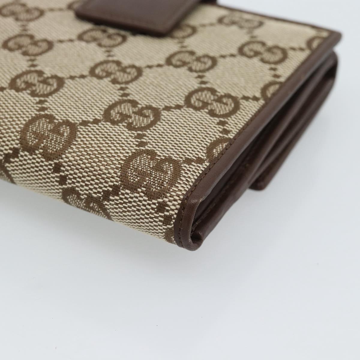 GUCCI GG Canvas Compact Wallet Beige Auth 182952M