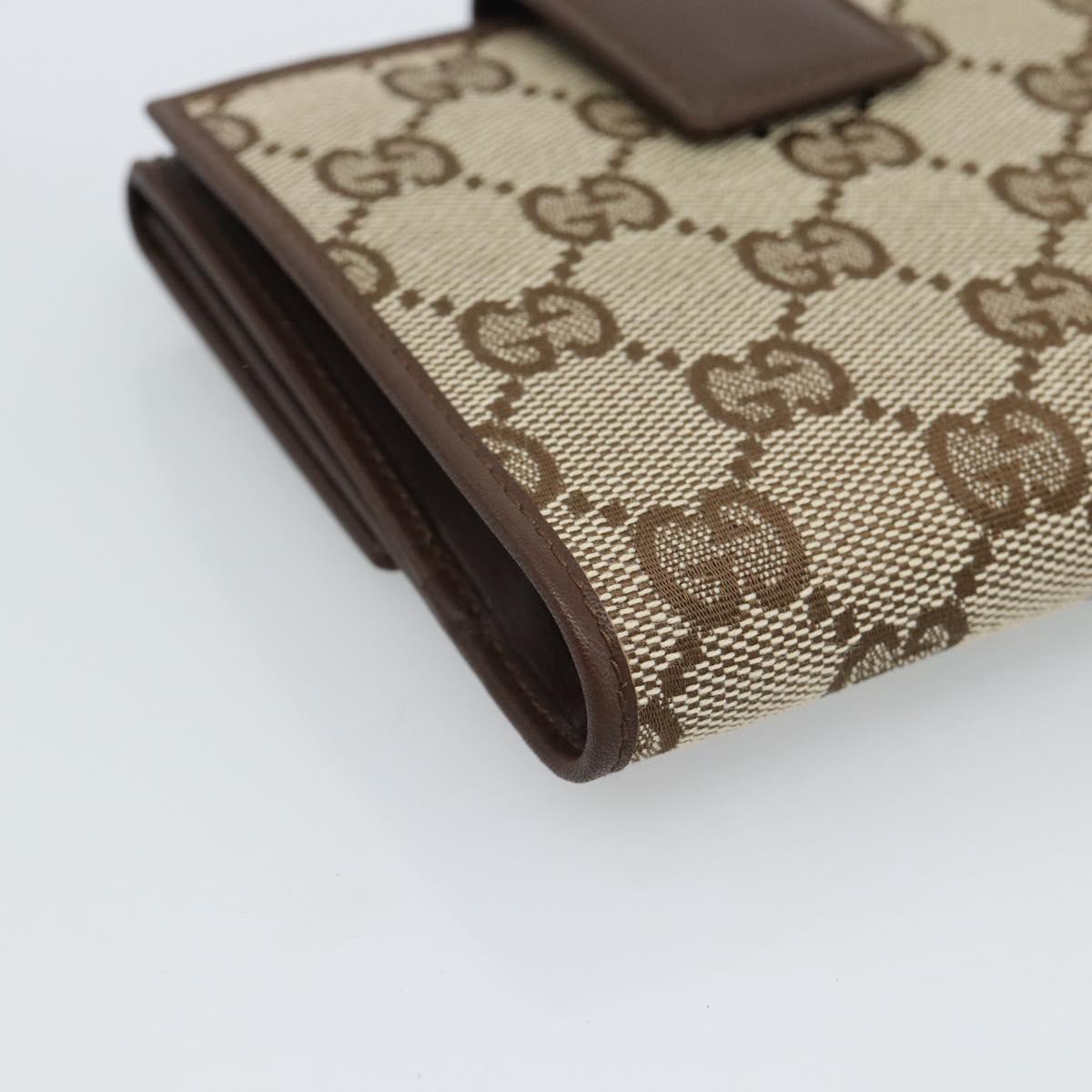 GUCCI GG Canvas Compact Wallet Beige Auth 182952M