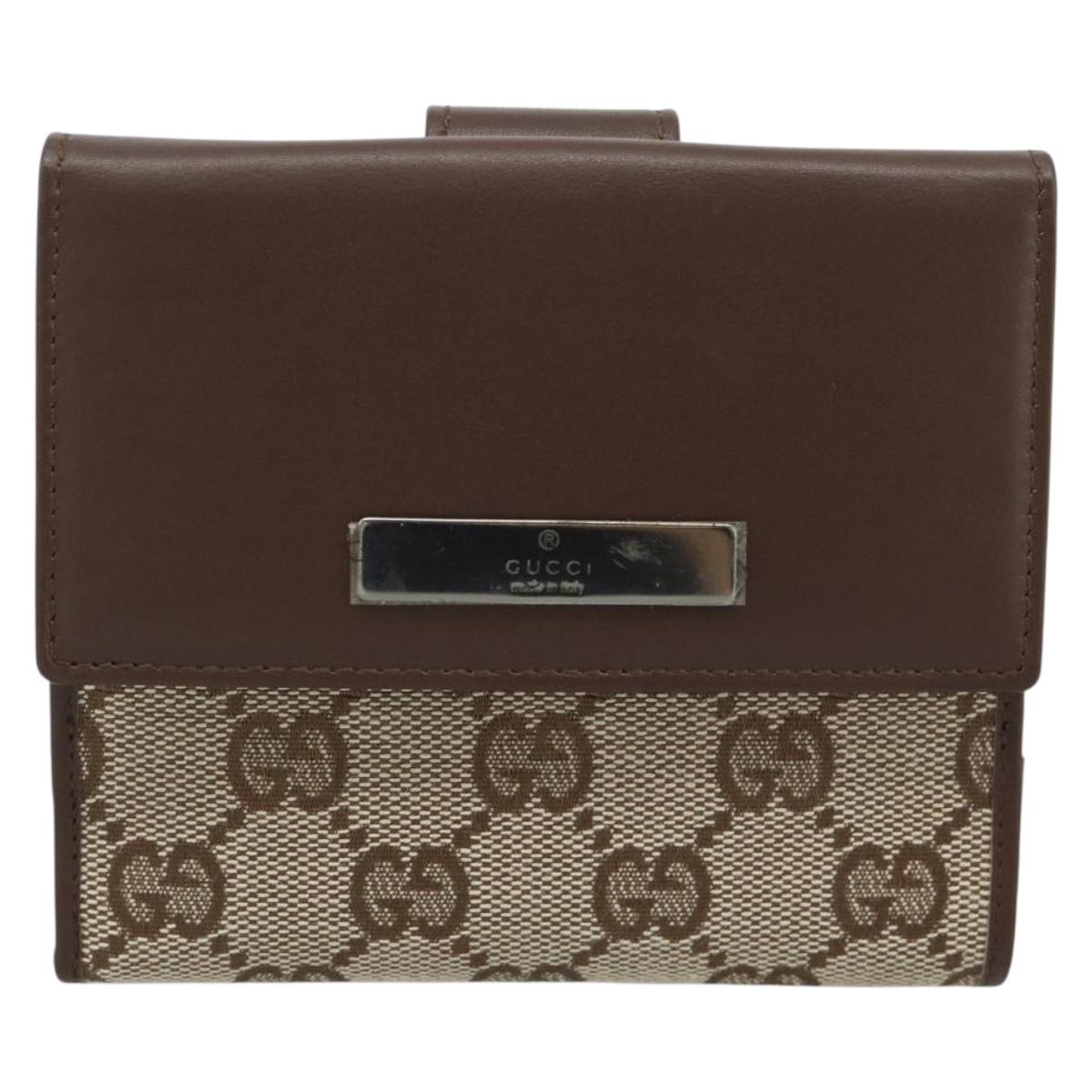 GUCCI GG Canvas Compact Wallet Beige Auth 182952M
