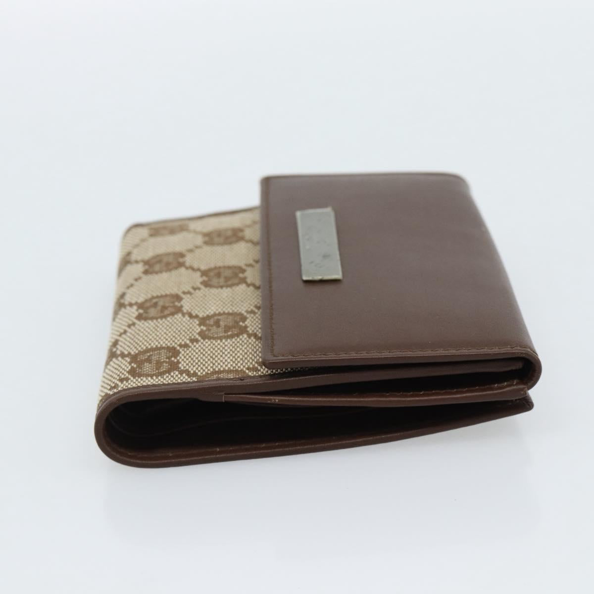 GUCCI GG Canvas Compact Wallet Beige Auth 182952M