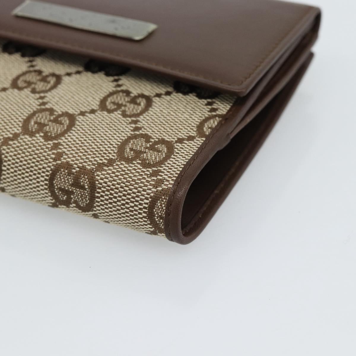 GUCCI GG Canvas Compact Wallet Beige Auth 182952M