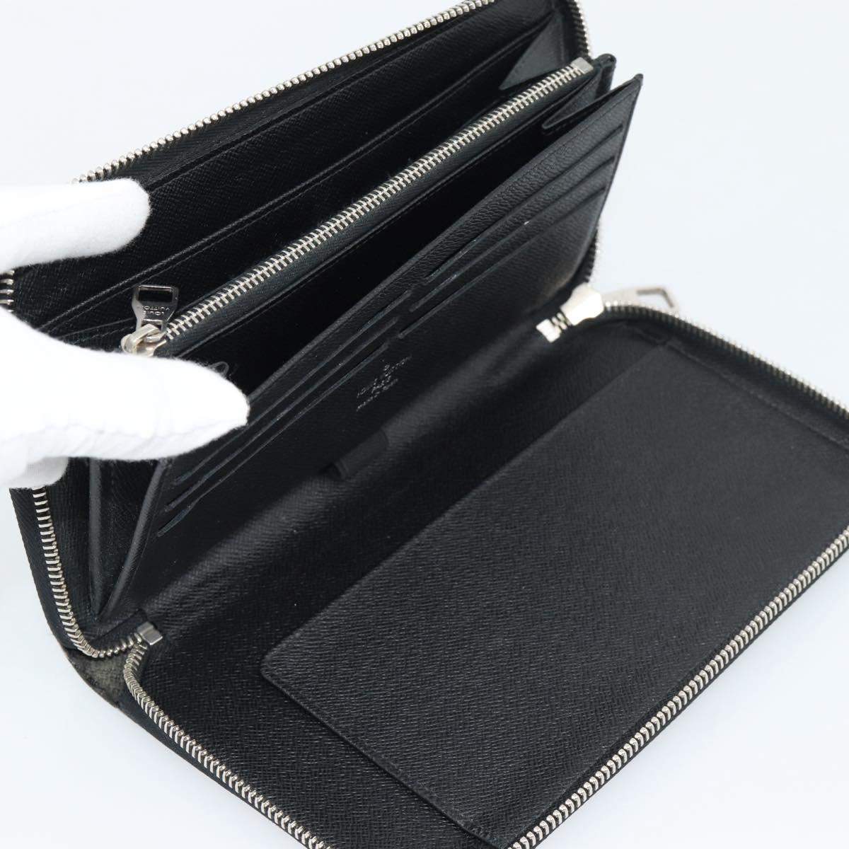 LOUIS VUITTON Damier Graphite Zippy Wallet Vertical Wallet N63095 Auth 182953A