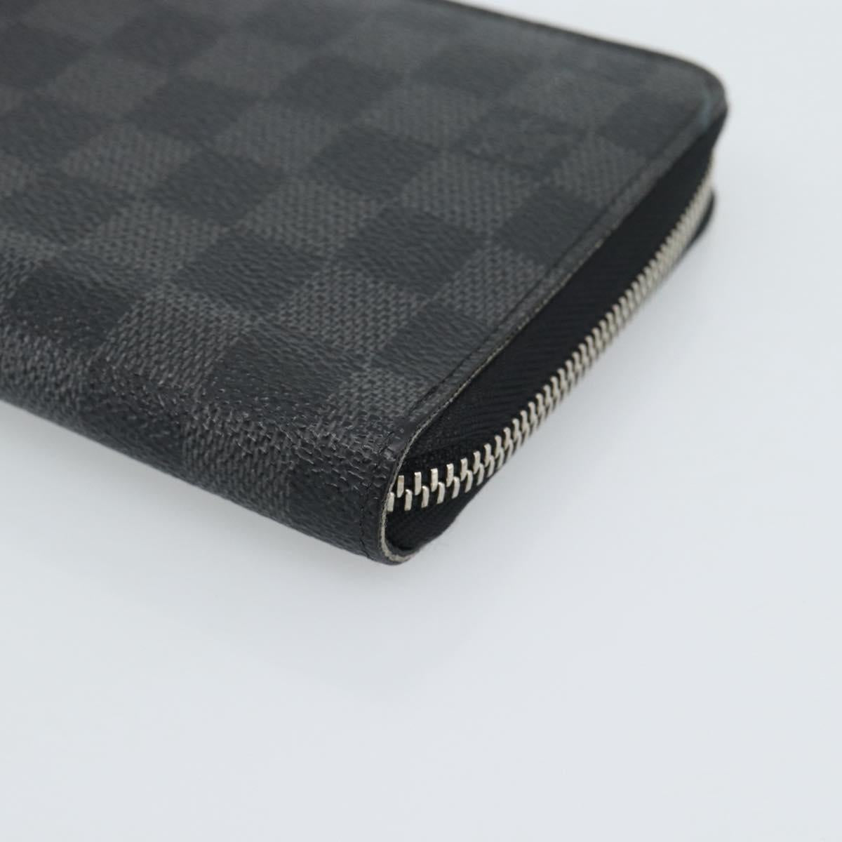 LOUIS VUITTON Damier Graphite Zippy Wallet Vertical Wallet N63095 Auth 182953A