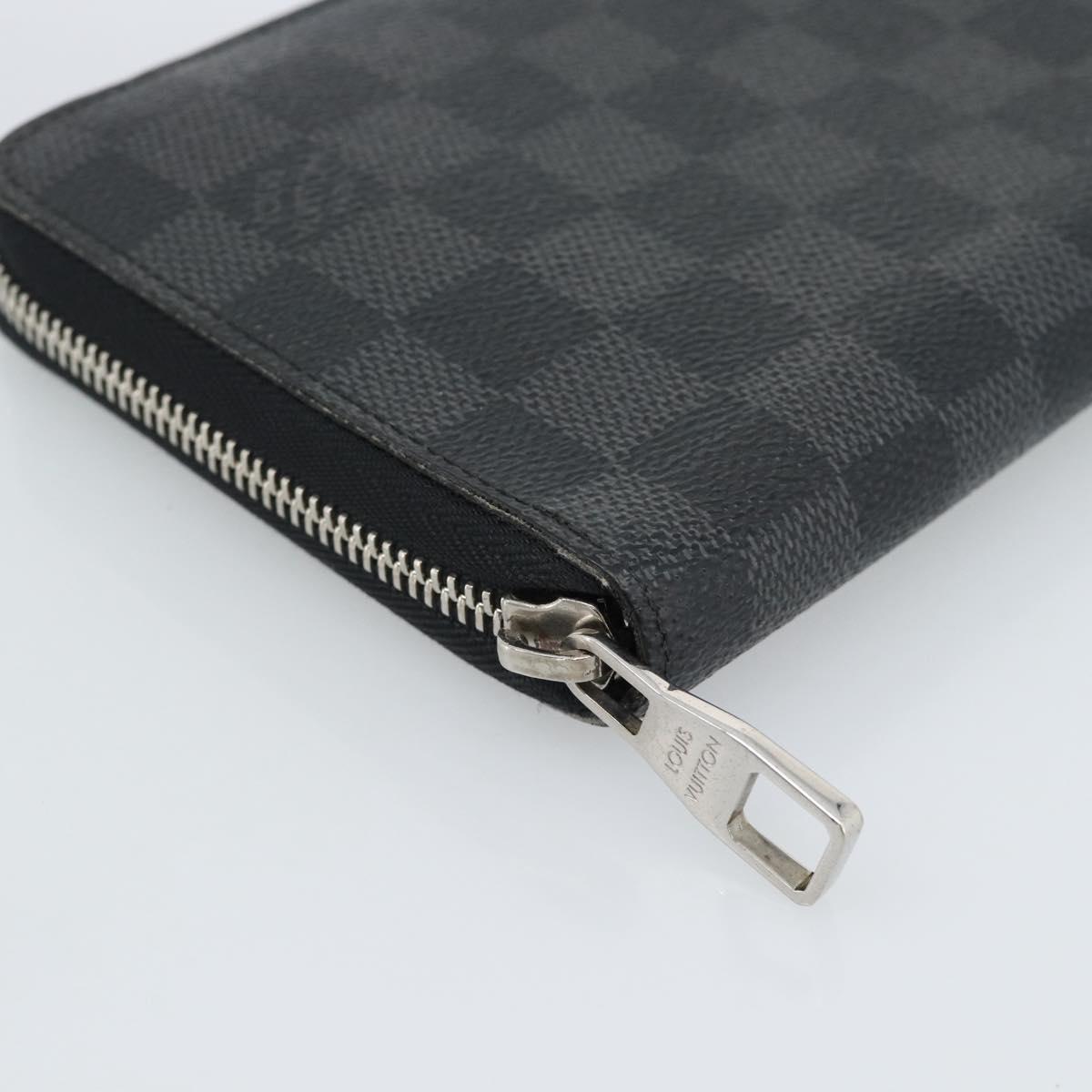 LOUIS VUITTON Damier Graphite Zippy Wallet Vertical Wallet N63095 Auth 182953A