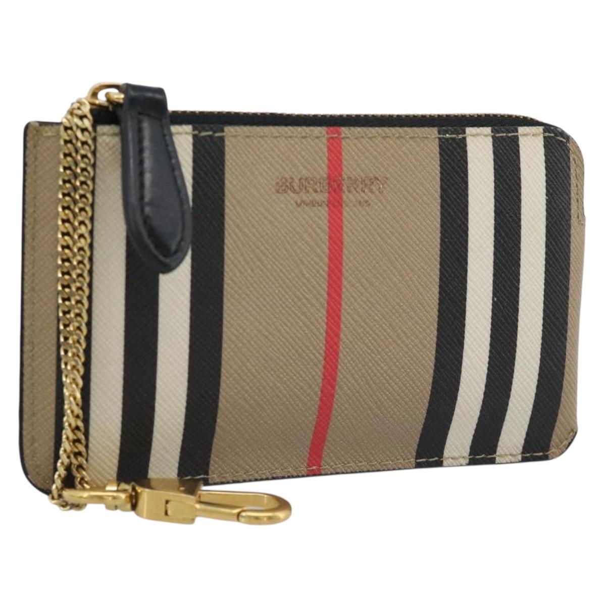 BURBERRY Nova Check Coin Purse PVC Beige Gold Auth 182954A