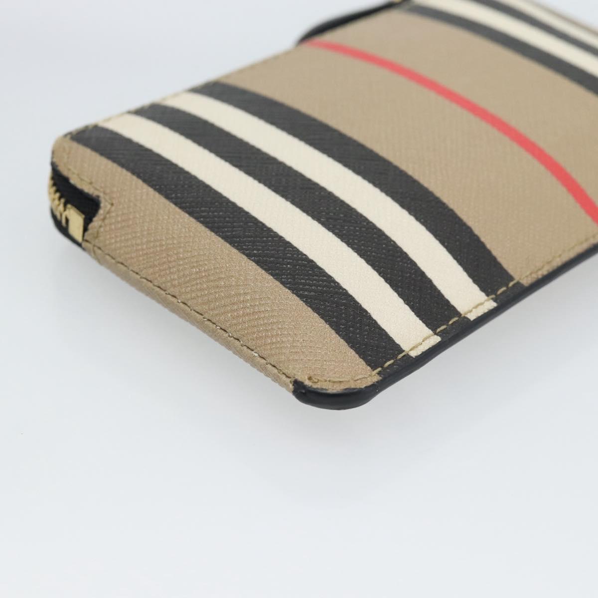 BURBERRY Nova Check Coin Purse PVC Beige Gold Auth 182954A