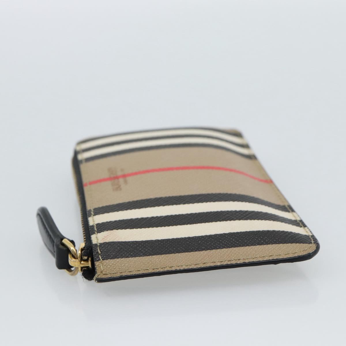 BURBERRY Nova Check Coin Purse PVC Beige Gold Auth 182954A