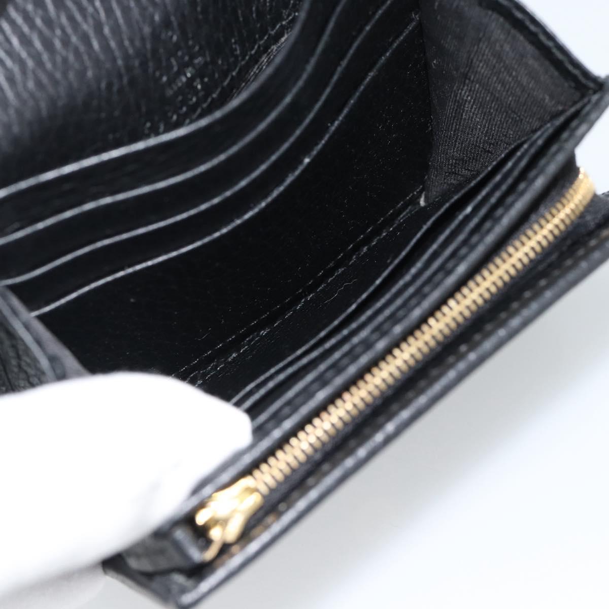 GUCCI GG Marmont Compact Wallet Leather Black Gold 598587 Auth 182955M