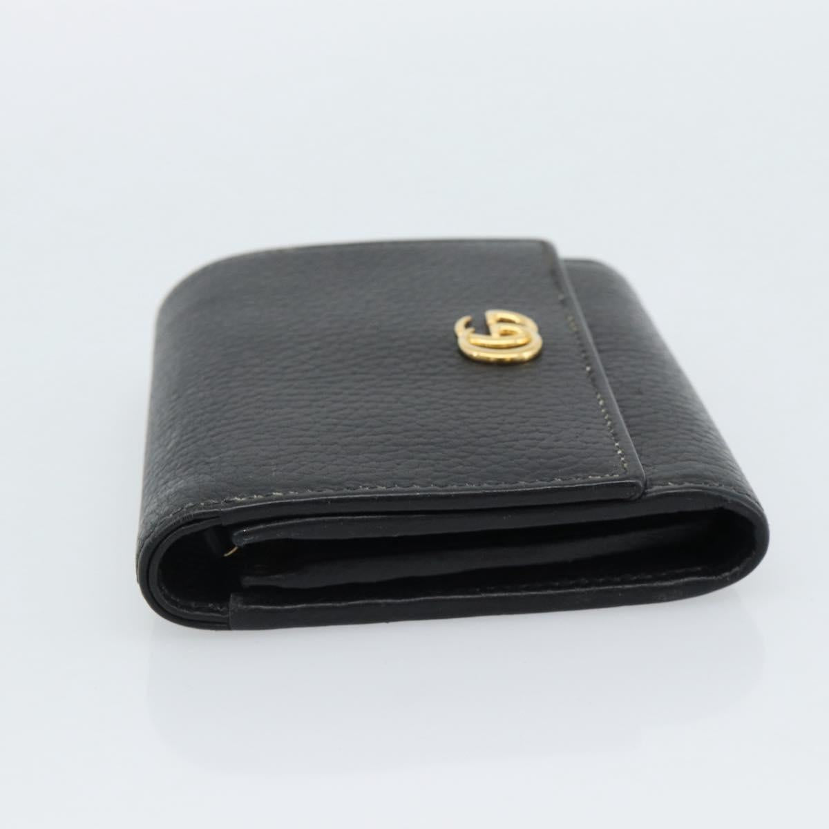 GUCCI GG Marmont Compact Wallet Leather Black Gold 598587 Auth 182955M