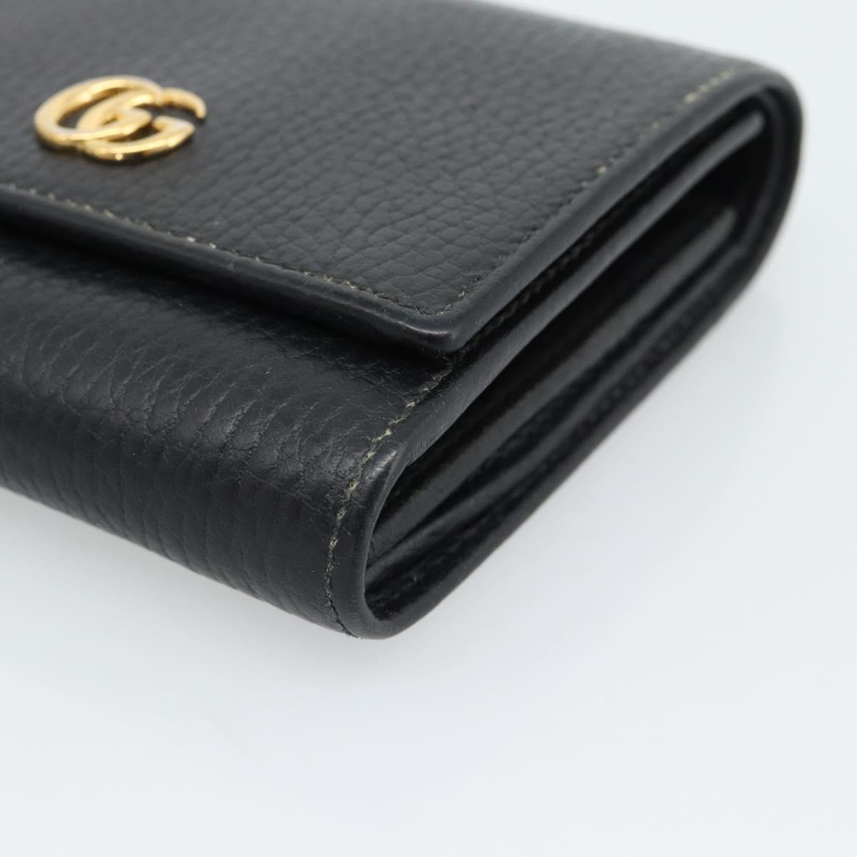GUCCI GG Marmont Compact Wallet Leather Black Gold 598587 Auth 182955M