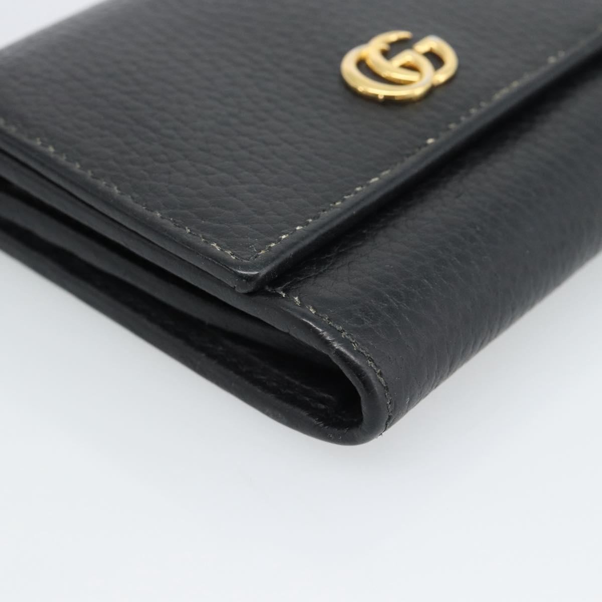 GUCCI GG Marmont Compact Wallet Leather Black Gold 598587 Auth 182955M