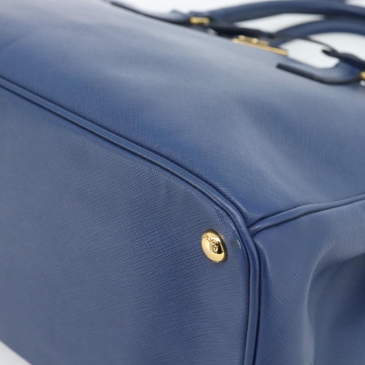 PRADA Galleria Hand Bag Safiano leather 2way Blue Gold Auth 182959A