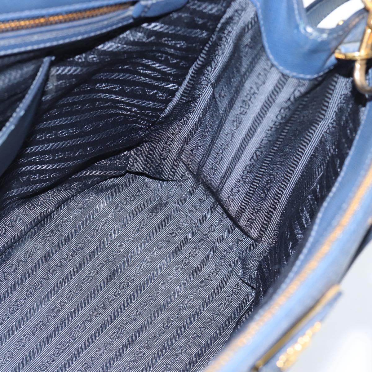 PRADA Galleria Hand Bag Safiano leather 2way Blue Gold Auth 182959A