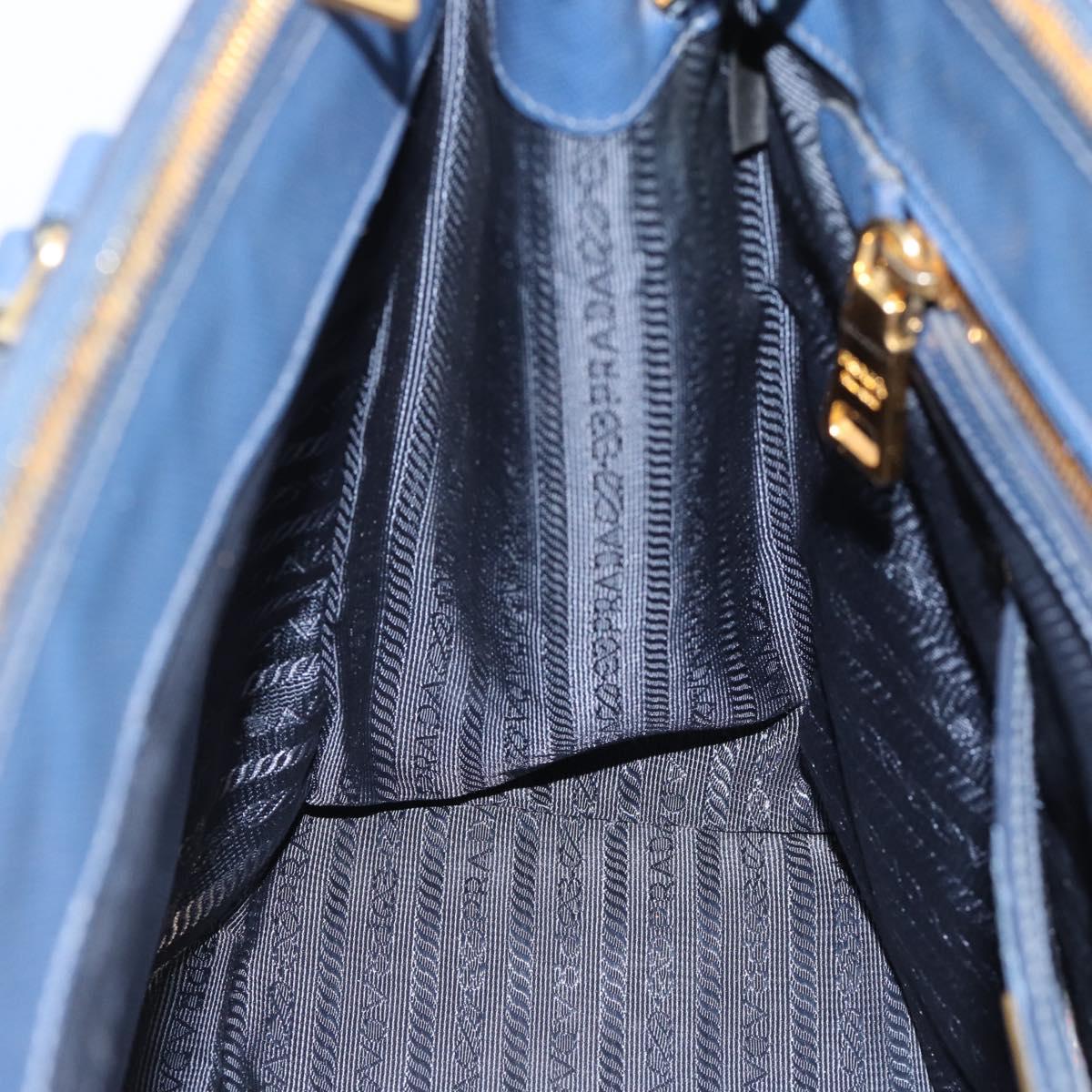 PRADA Galleria Hand Bag Safiano leather 2way Blue Gold Auth 182959A