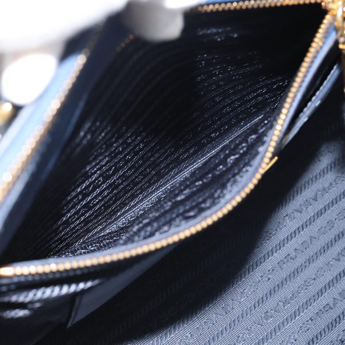 PRADA Galleria Hand Bag Safiano leather 2way Blue Gold Auth 182959A