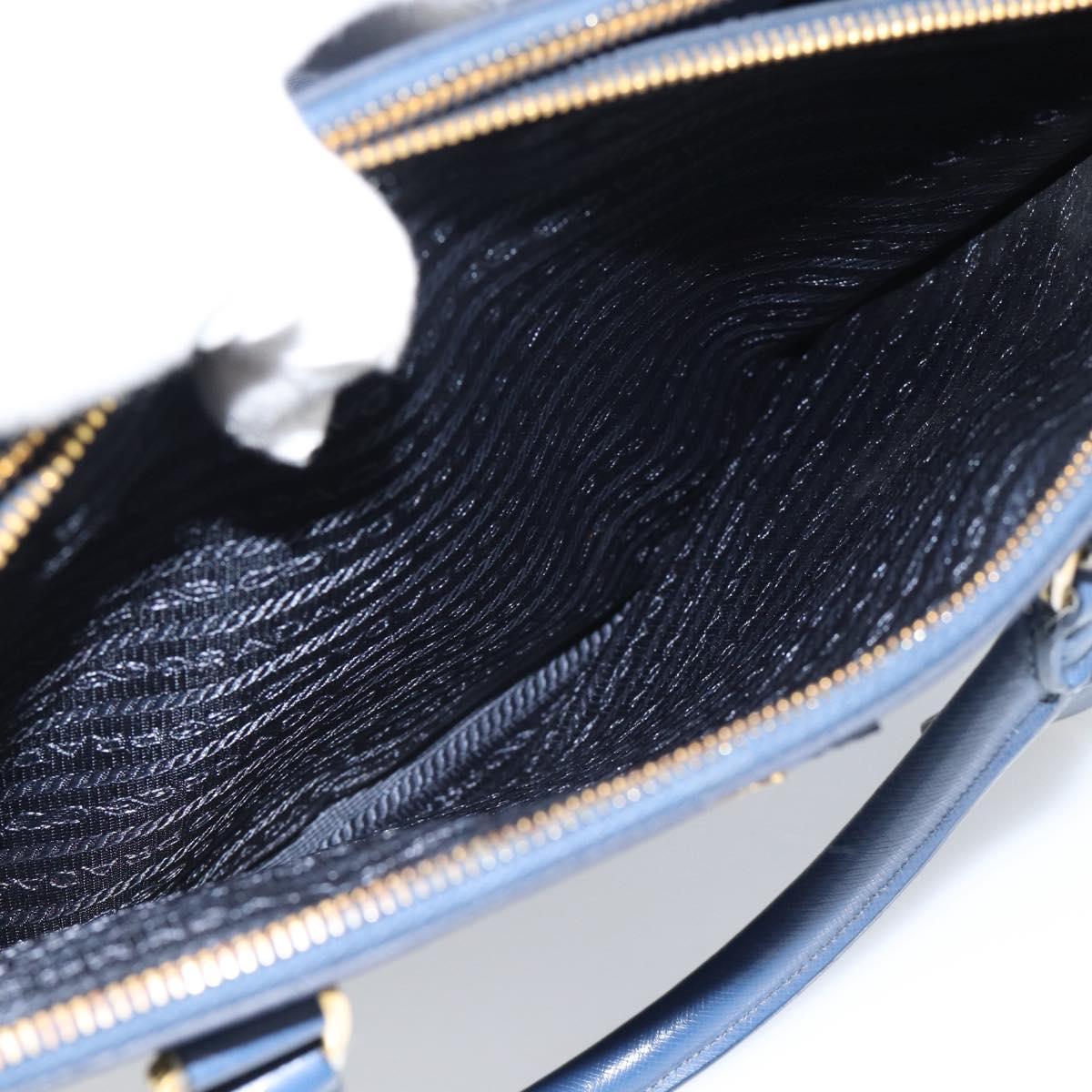 PRADA Galleria Hand Bag Safiano leather 2way Blue Gold Auth 182959A