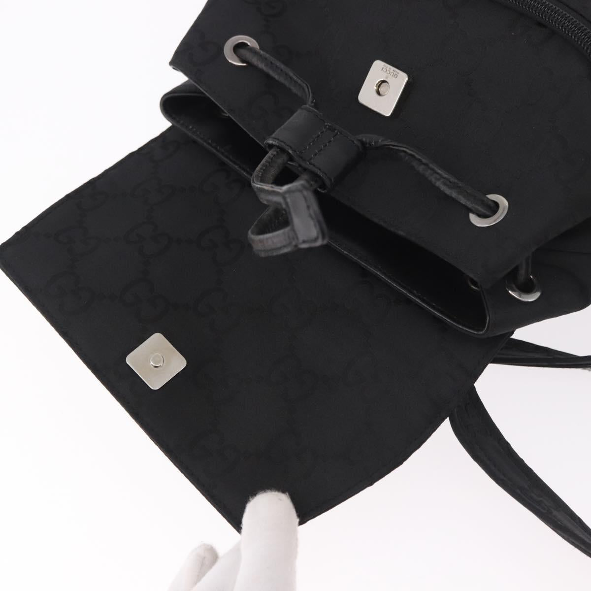 GUCCI GG Canvas Backpack Black Silver 003 0242 Auth 182962A