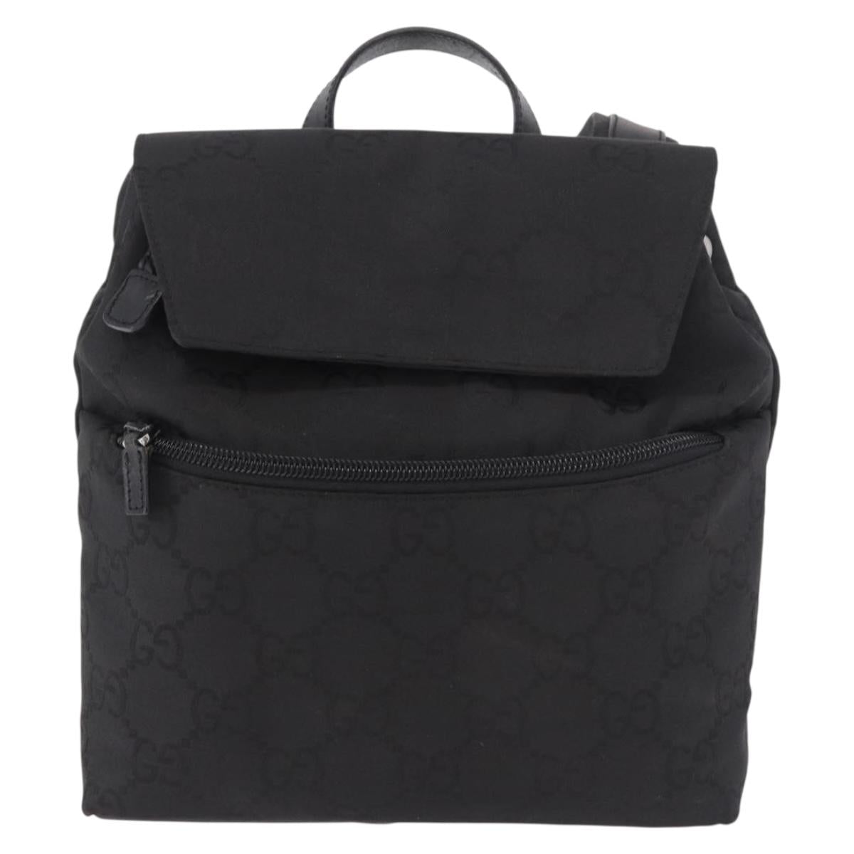 GUCCI GG Canvas Backpack Black Silver 003 0242 Auth 182962A