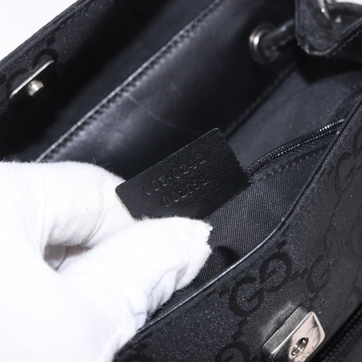 GUCCI GG Canvas Backpack Black Silver 003 0242 Auth 182962A