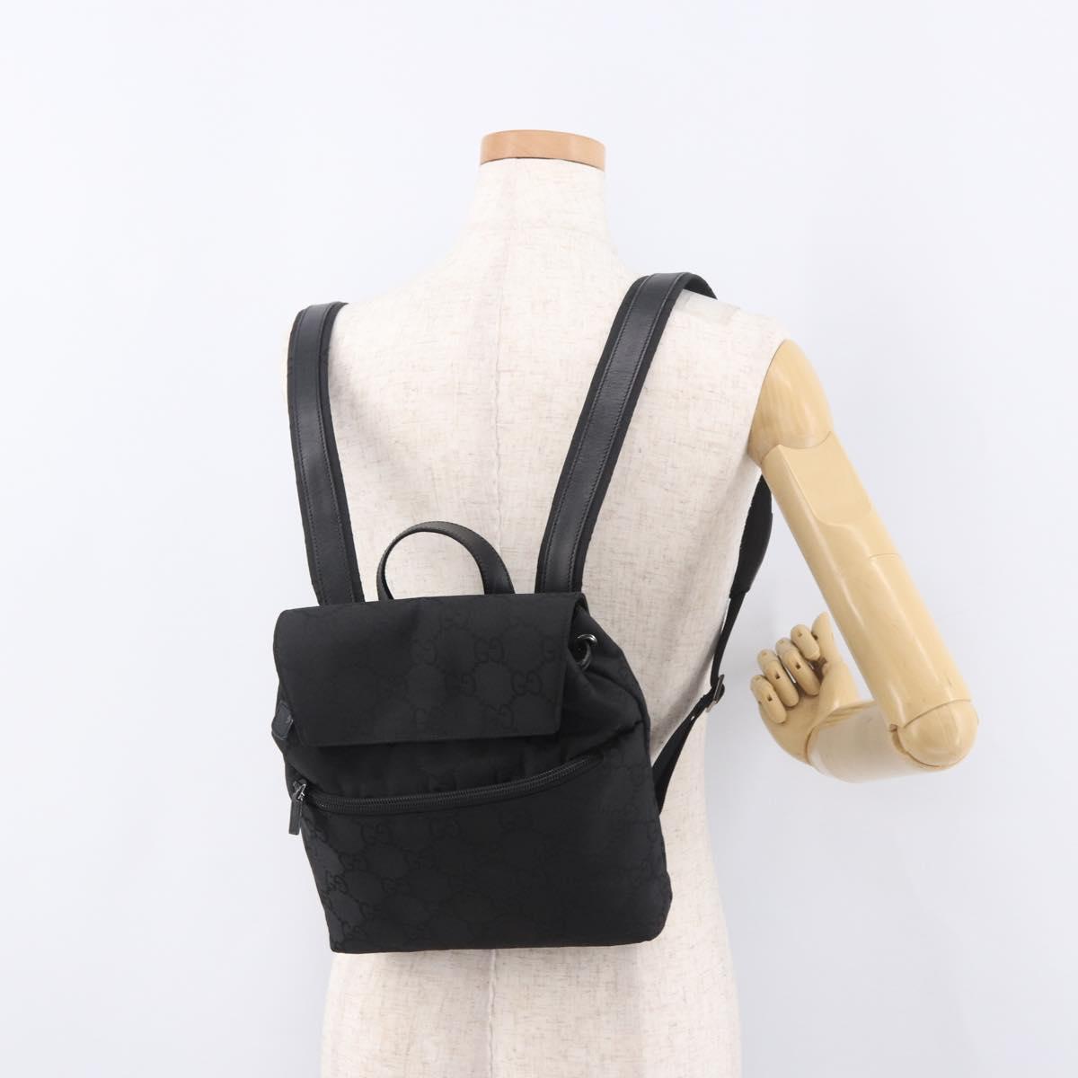 GUCCI GG Canvas Backpack Black Silver 003 0242 Auth 182962A