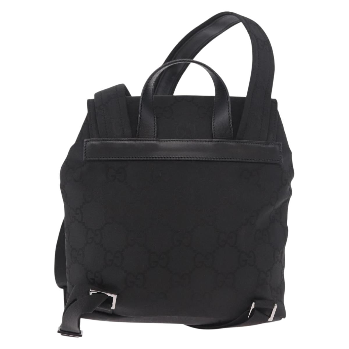 GUCCI GG Canvas Backpack Black Silver 003 0242 Auth 182962A