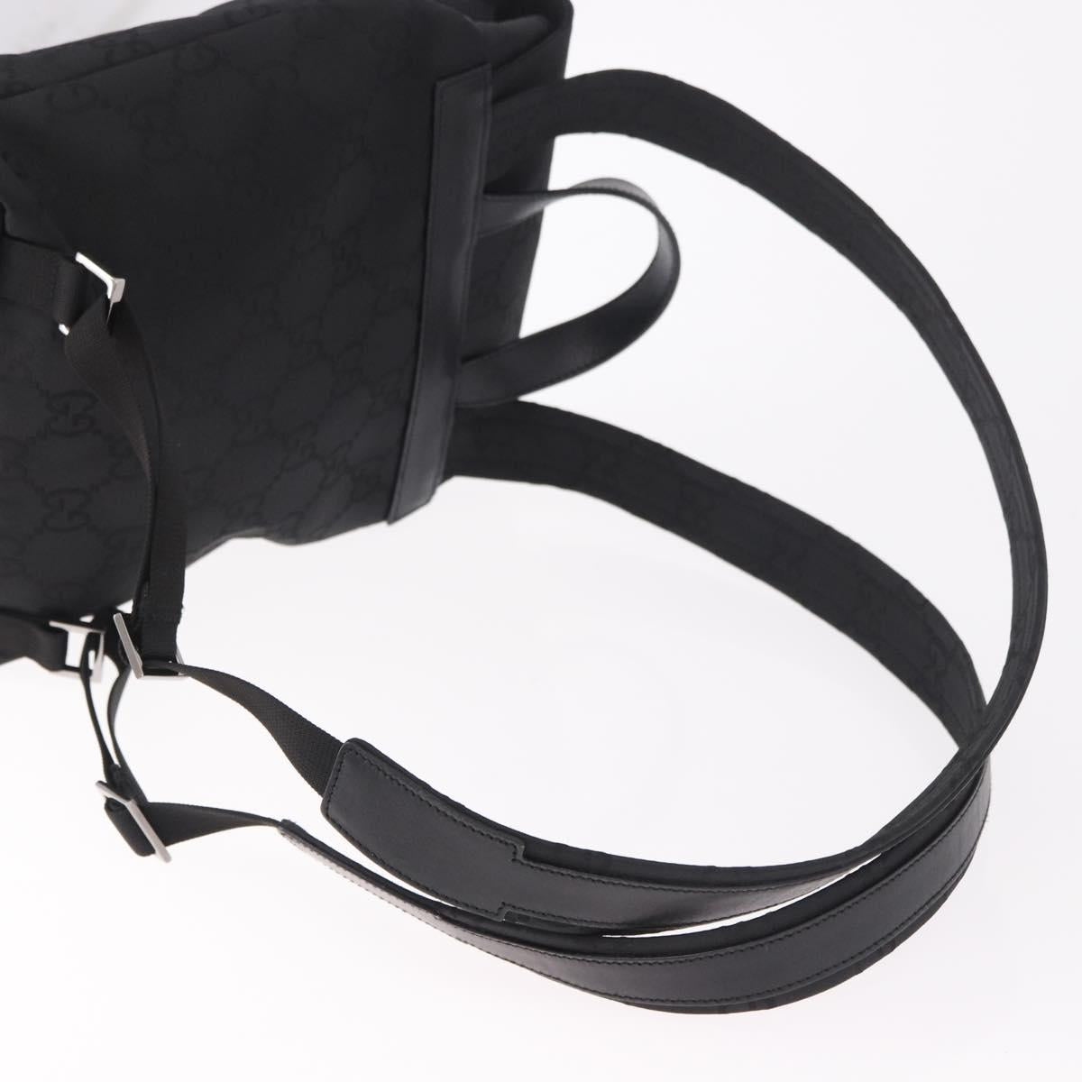 GUCCI GG Canvas Backpack Black Silver 003 0242 Auth 182962A