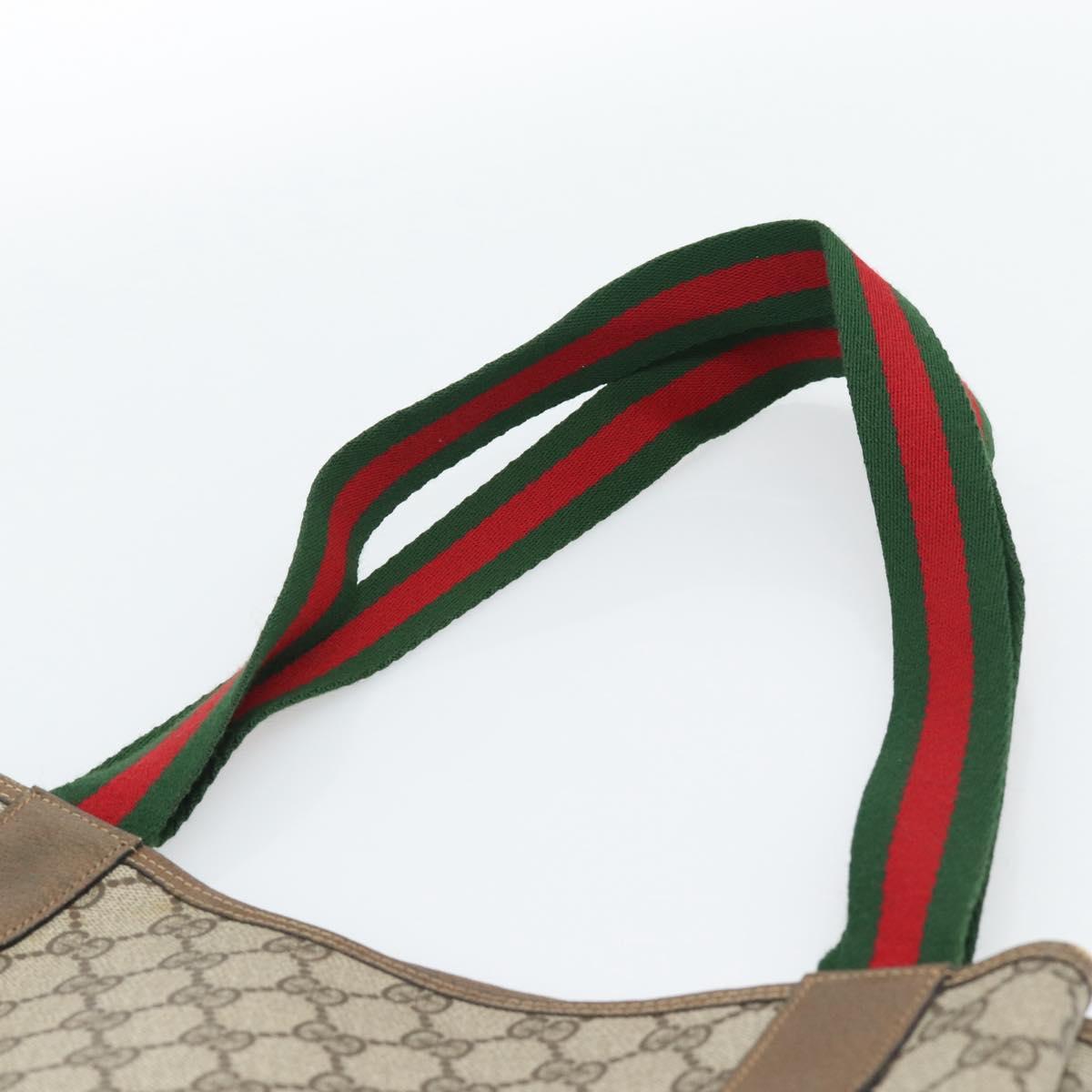 GUCCI GG Supreme Web Sherry Line Tote Bag PVC Beige Red 39 02 003 Auth 182963