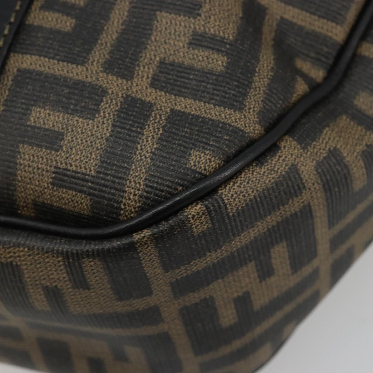 FENDI Zucca Canvas Hand Bag Black Brown Auth 182969V
