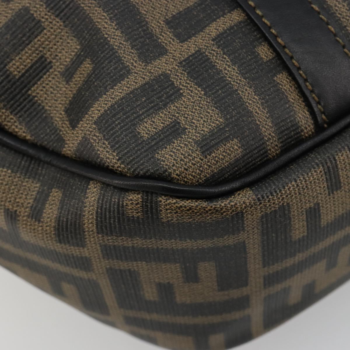 FENDI Zucca Canvas Hand Bag Black Brown Auth 182969V