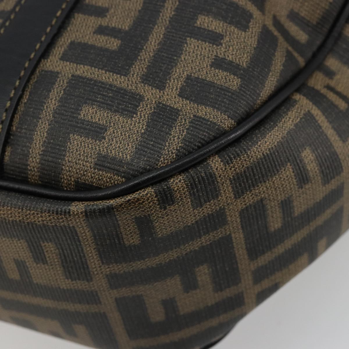 FENDI Zucca Canvas Hand Bag Black Brown Auth 182969V