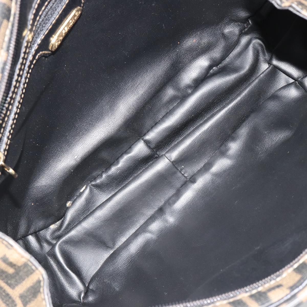 FENDI Zucca Canvas Hand Bag Black Brown Auth 182969V