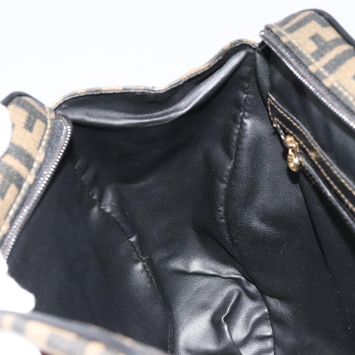 FENDI Zucca Canvas Hand Bag Black Brown Auth 182969V