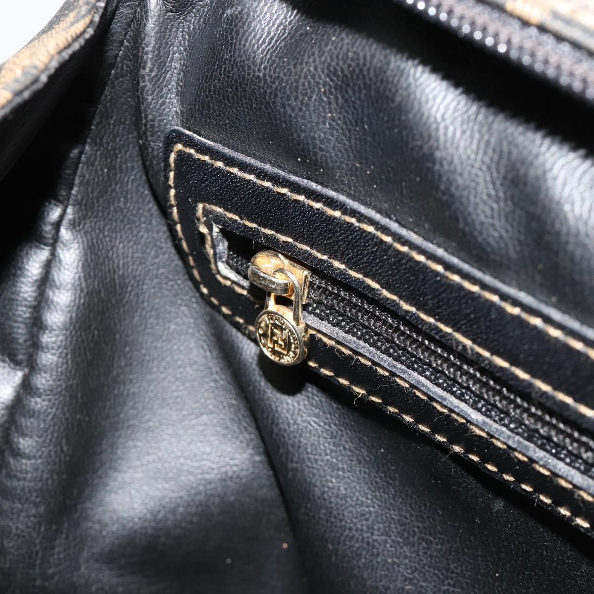 FENDI Zucca Canvas Hand Bag Black Brown Auth 182969V