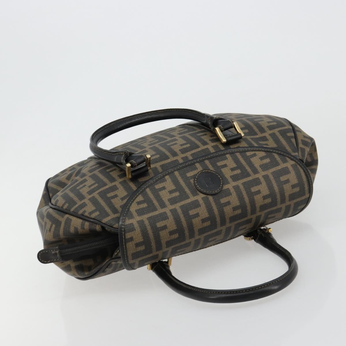 FENDI Zucca Canvas Hand Bag Black Brown Auth 182969V