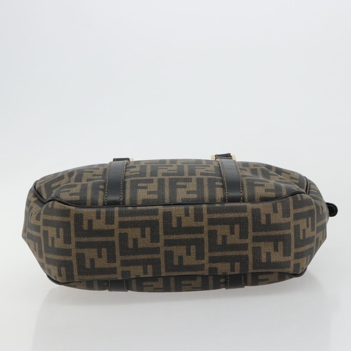 FENDI Zucca Canvas Hand Bag Black Brown Auth 182969V