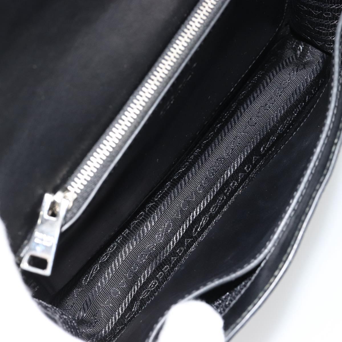 PRADA Electra Studs Shoulder Bag Leather Black Silver Auth 182970V