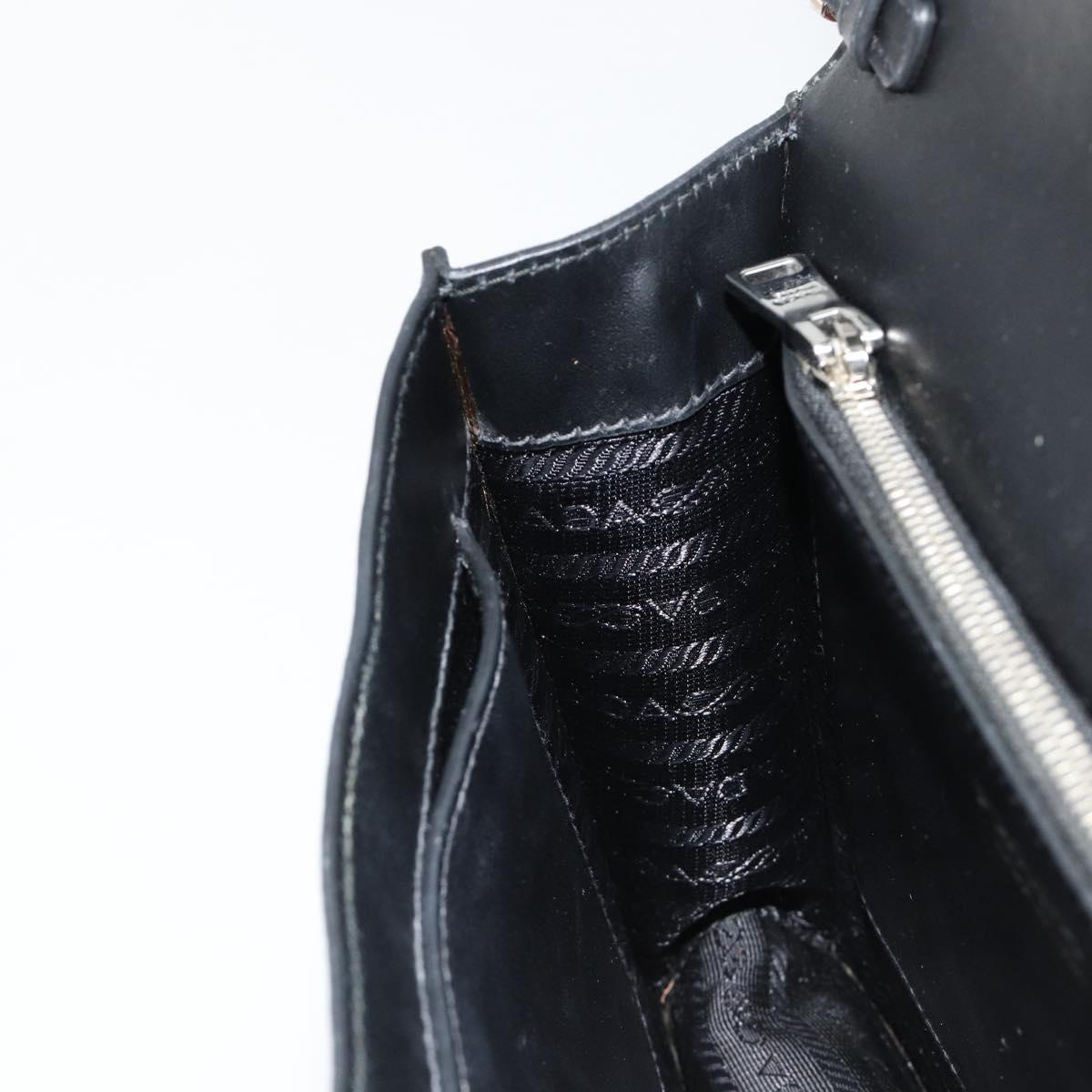 PRADA Electra Studs Shoulder Bag Leather Black Silver Auth 182970V