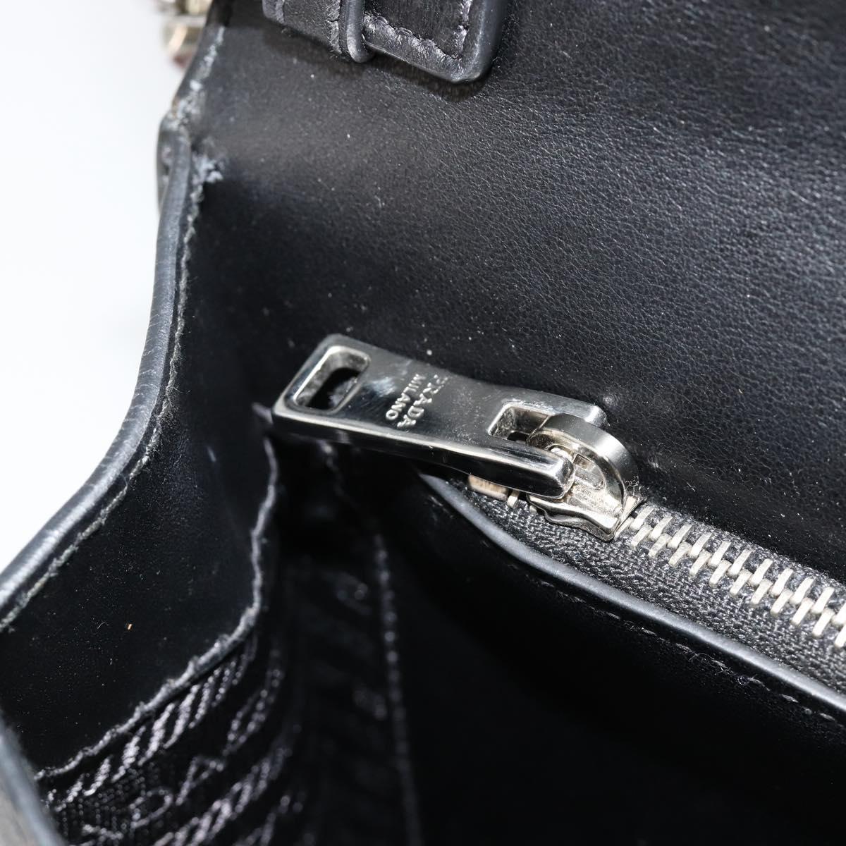 PRADA Electra Studs Shoulder Bag Leather Black Silver Auth 182970V
