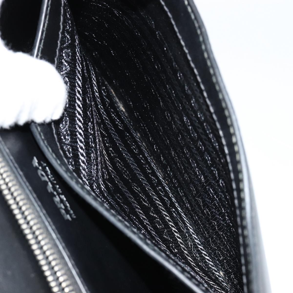 PRADA Electra Studs Shoulder Bag Leather Black Silver Auth 182970V