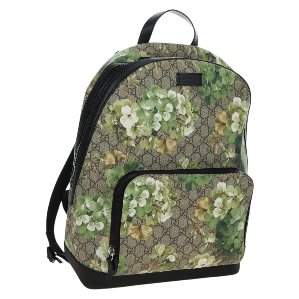GUCCI GG Supreme Backpack PVC Beige Silver 406370 Auth 182971SM