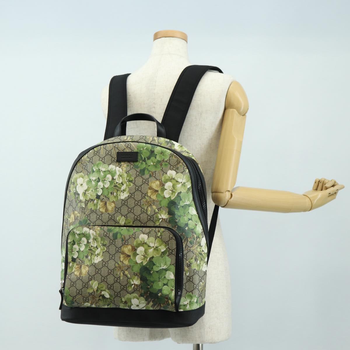 GUCCI GG Supreme Backpack PVC Beige Silver 406370 Auth 182971SM