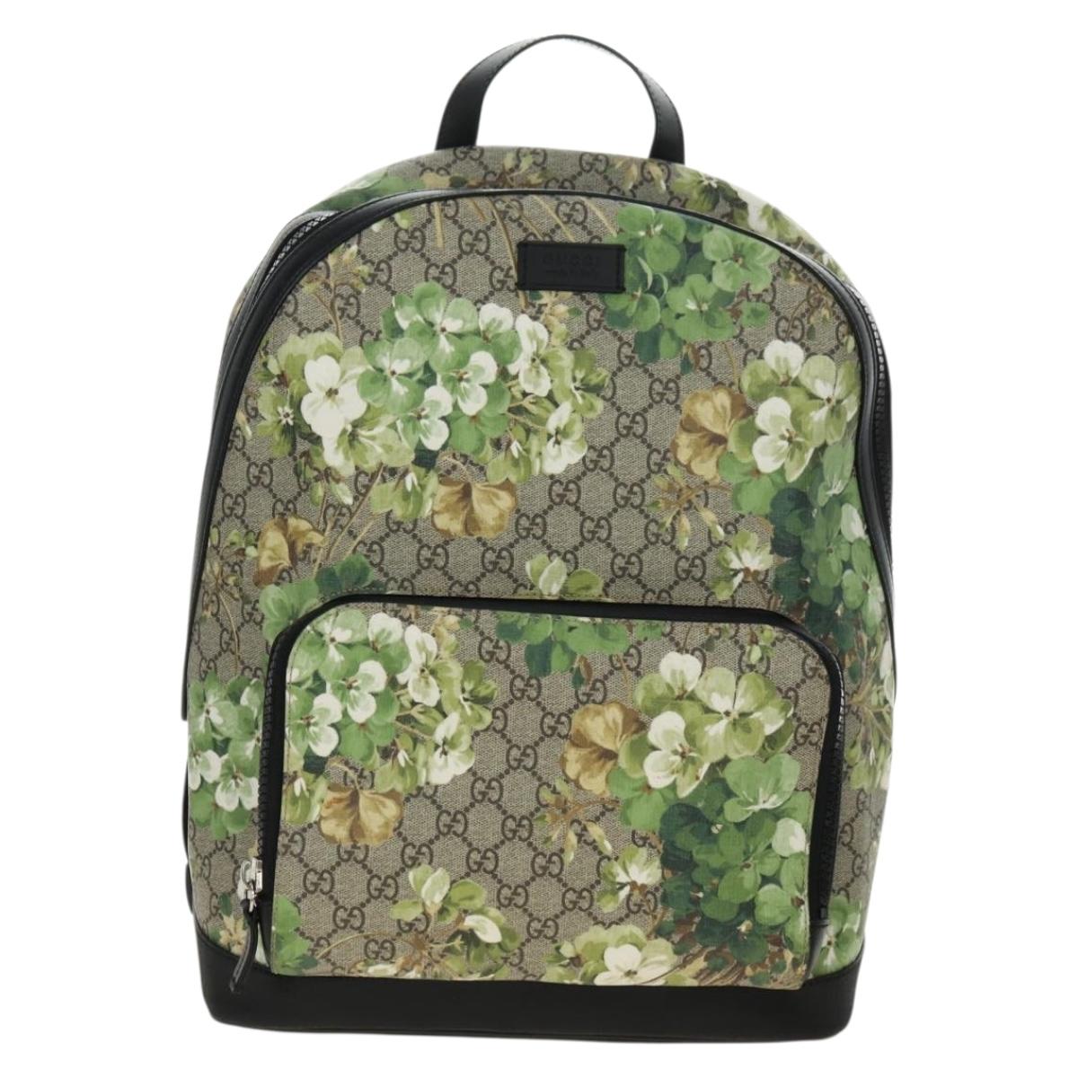 GUCCI GG Supreme Backpack PVC Beige Silver 406370 Auth 182971SM